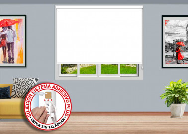 1-Estor enrollable Opaco CAUCASO - Cancún sujeción ADHESIVO PLUS color CA-8001 BLANCO