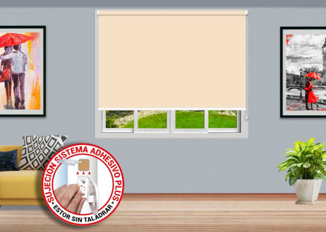 3-Estor enrollable  Opaco CAUCASO - Cancún  sujeción ADHESIVO PLUS color CA-8005 SABLE