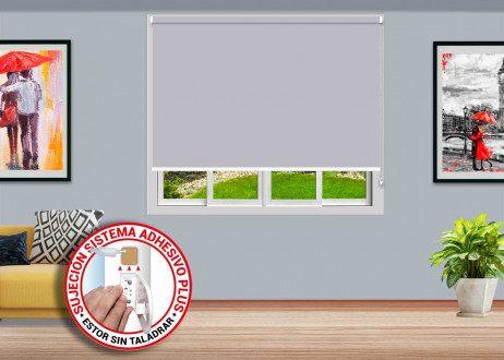 4-Estor enrollable  Opaco CAUCASO - Cancún sujeción ADHESIVO PLUS color CA-8012 PERLA