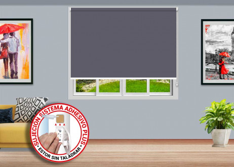 5-Estor enrollable  Opaco CAUCASO - Cancún sujeción ADHESIVO PLUS color CA-8022 GRIS