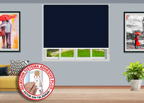 7-Estor enrollable  Opaco CAUCASO - Cancún sujeción ADHESIVO PLUS color CA-8038 AZUL ULTRAMAR