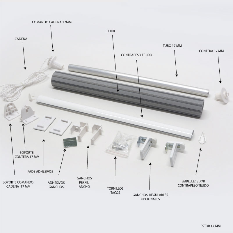 Sistema de montaje MIni 17 mm o sin taladrar